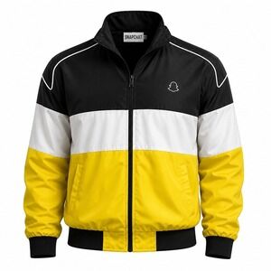 Snapchat Windbreaker Jacket Medium Yellow Black White Colorblock Tech Swag Ghost